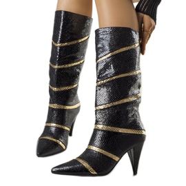 Crne i zlatne Nevzo čizme s izolacijom crna