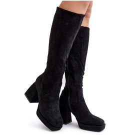 Ženske izolirane čizme s debelom petom, crne Layala crna
