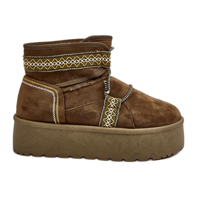 Ženske čizme za snijeg na debelom đonu s vezicama, zelene Milson boje zelena