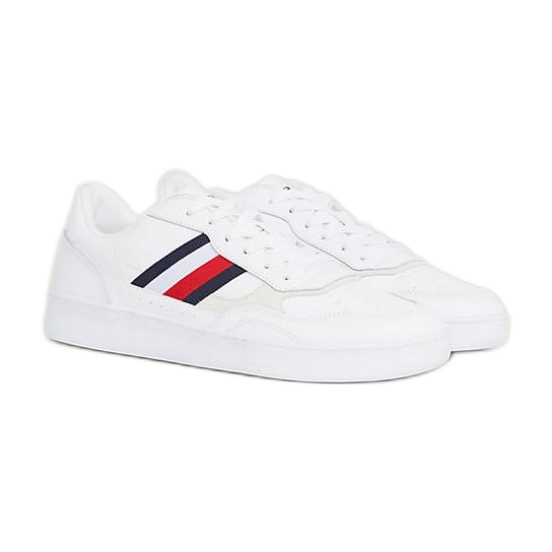 Tommy Hilfiger Cipele Court Cupsole Retro Lth Stripes M FM0FM04828YBS bijela