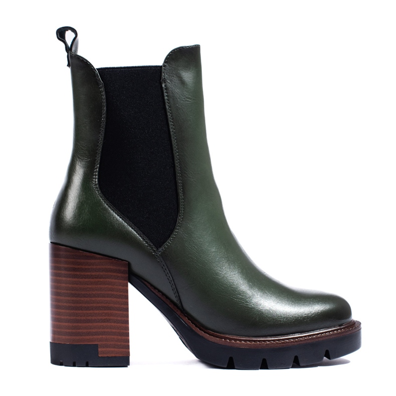 W. Potocki Tamno zelene Potocki Chelsea čizme na visoku petu zelena
