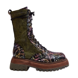 Ženske kožne radničke čizme Maciejka 06203-09 Višebojne crna