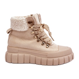 Izolirane Trapper čizme na debelom potplatu, svijetlo bež Ralotta