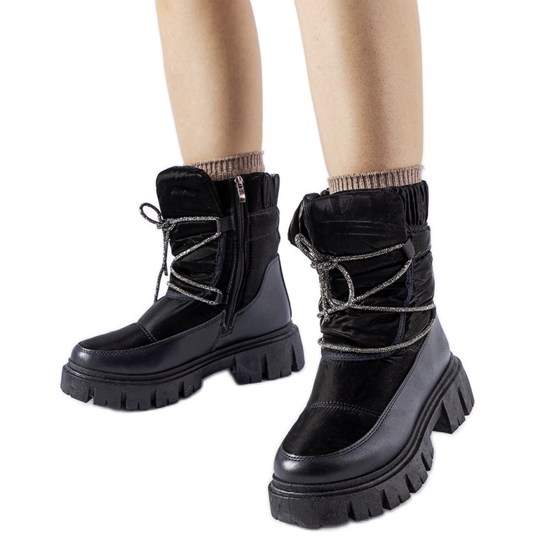 Crne čizme za snijeg s Pettenasco kamenčićima crno