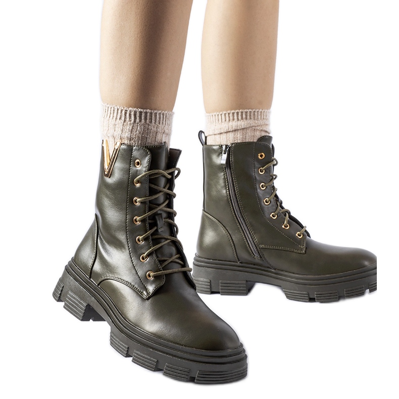 Tamnozelene izolirane radničke čizme s Fru izrezom zelena