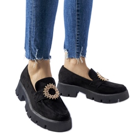 Crne mokasine ukrašene Stanislas kopčom crno