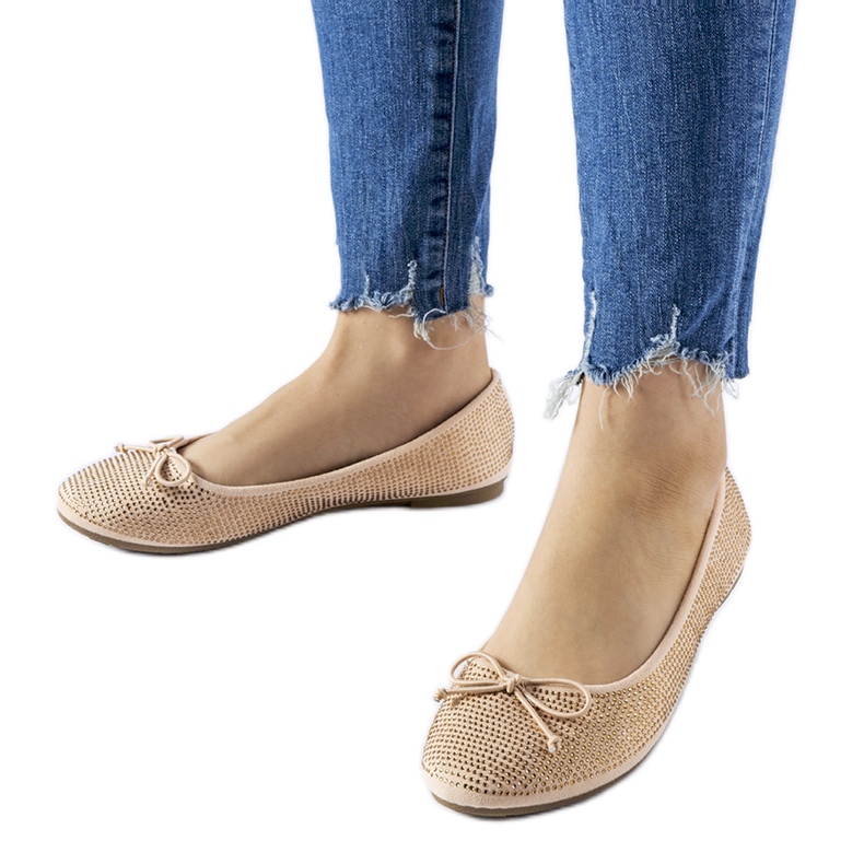 Bež balerinke ukrašene Hulotais cirkonima