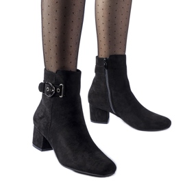 Crne gležnjače na nisku petu od Nemaha eko brušene kože crno