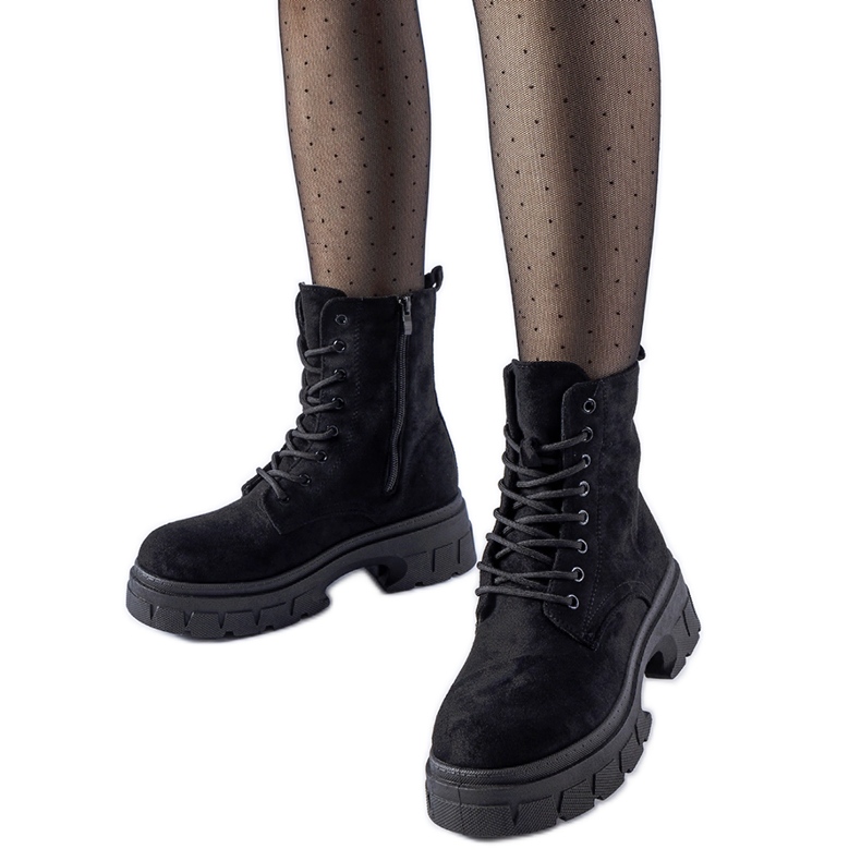 Crne radničke cipele s debelim đonom Qureshi crno