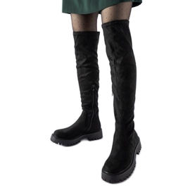 Duge crne čizme s masivnim potplatom Kossuth crna