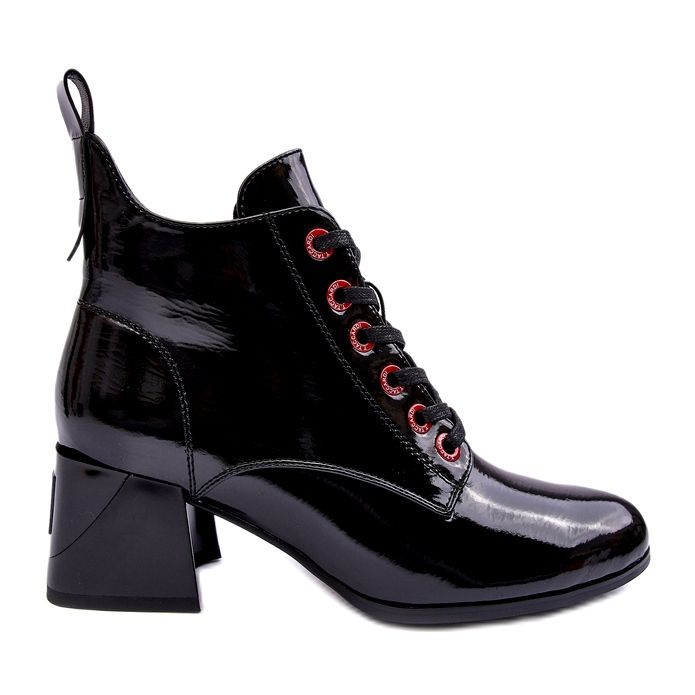 Niske lakirane gležnjače na vezanje S.Barski MR870-66 crne crno