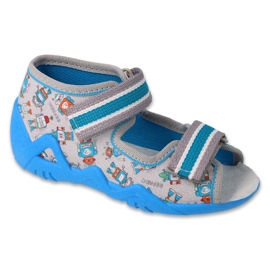 Befado dječje papuče na čičak 350P043 sive i plave siva