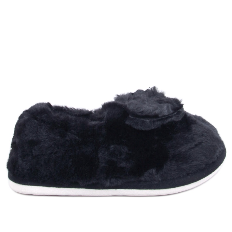 Krznene papuče s mašnom Emres Black crno