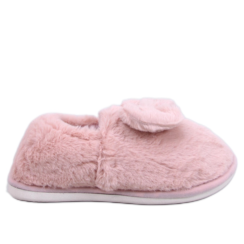 Emres Pink krznene papuče s mašnom ružičasta