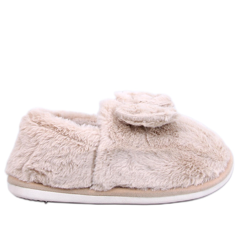 Emres Beige krznene papuče s mašnom bež