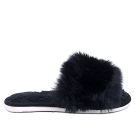 Kemars crne krznene papuče s otvorenim prstima crna