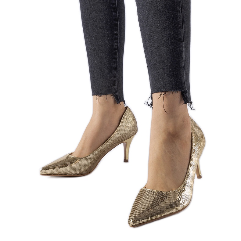 Ernesto cipele sa stiletto zlatnim šljokicama zlatna
