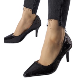 Ernesto crne šljokičaste cipele s visokom petom crna