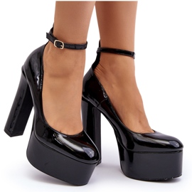 Lakirane salonke na masivnu platformu i petu, crne Niname crna