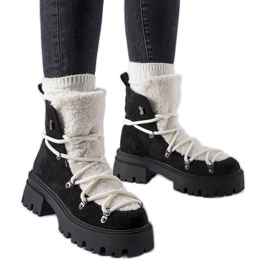 Crne radničke čizme s ukrasnim jezikom iz Perugie crna