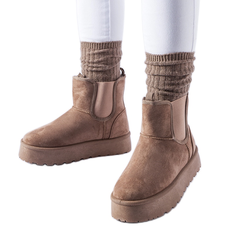 Bertino smeđe čizme za snijeg s elastičnim trakama sa strane smeđa