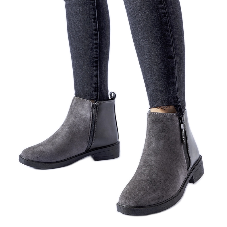 Sive gležnjače od kombiniranih materijala Sees siva