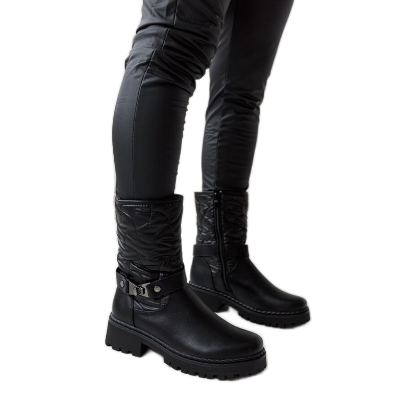 Crne izolirane gležnjače s ukrasnim Lido remenom crno