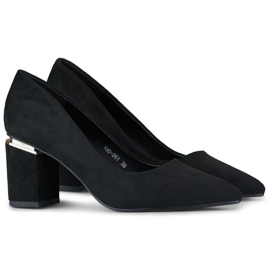 Crne ženske cipele s visokom petom od brušene kože crna