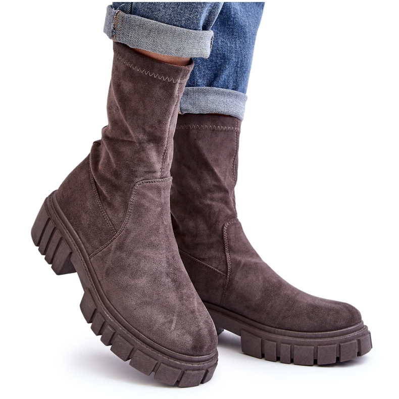 Radničke natikače s ravnom petom Sive Divella siva