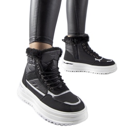 Crne trske sportske čizme za snijeg s krznom crna