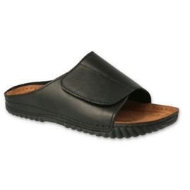 Befado muške kožne papuče na čičak 158M020 crne crna