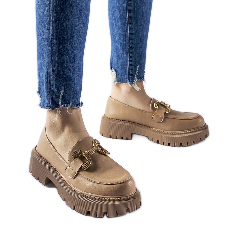 Bež mokasine ukrašene Uzzone kamenčićima