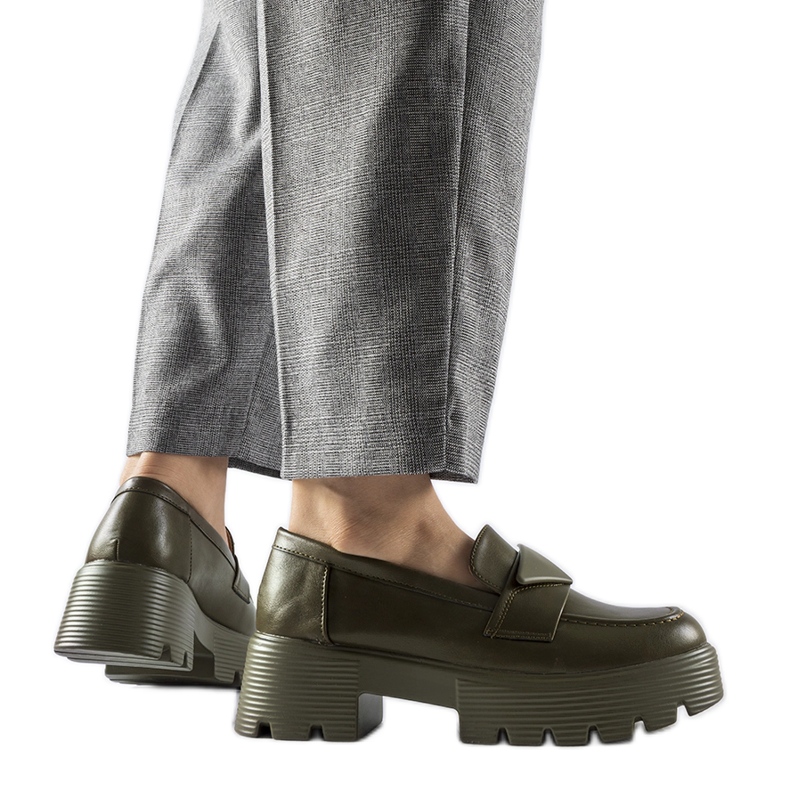 Zelene mokasine s masivnim Eligio potplatom zelena