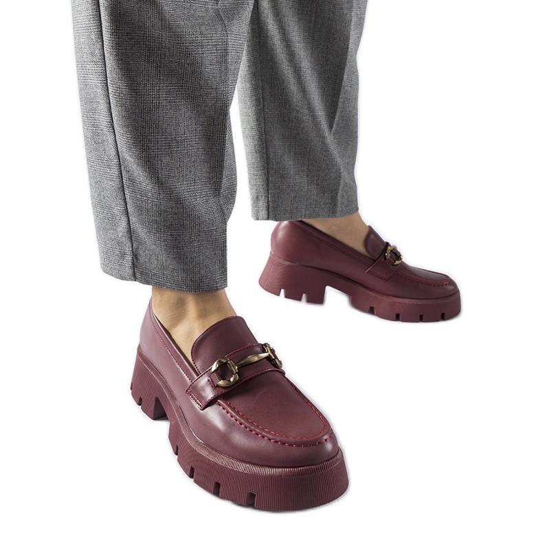 Bordo mokasine s Cerzeto kopčom crvena