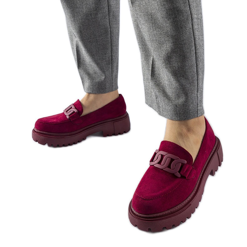 Bordo mokasinke s debelim potplatom iz Seborga crvena