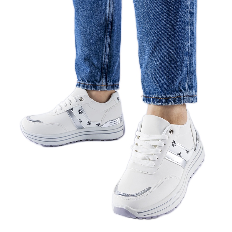 Bijele Provinciale tenisice s platformom bijela