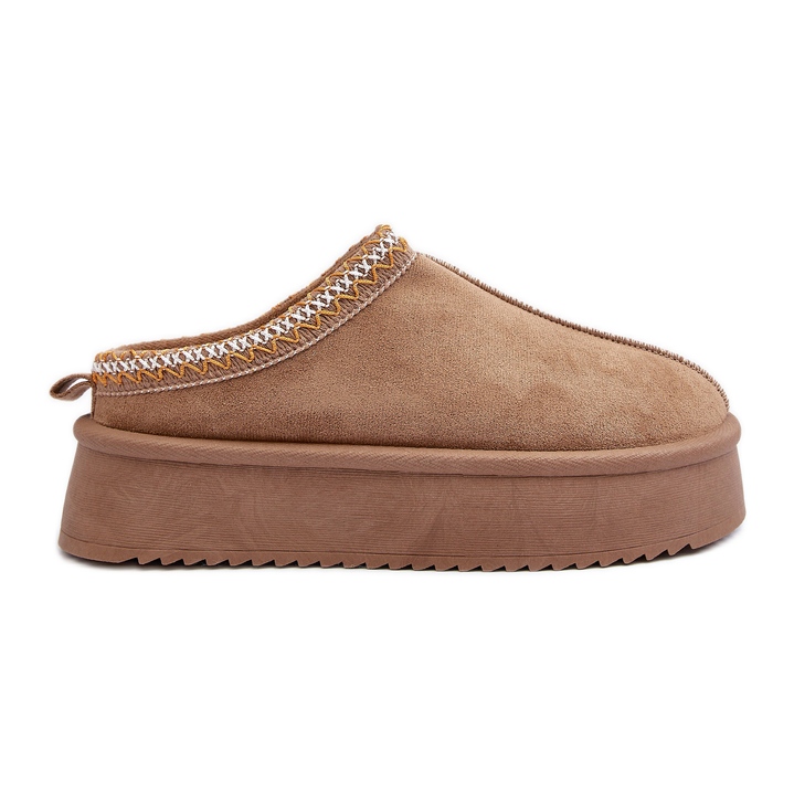 Bež Sylva papuče s debelim potplatom od eko antilop kože