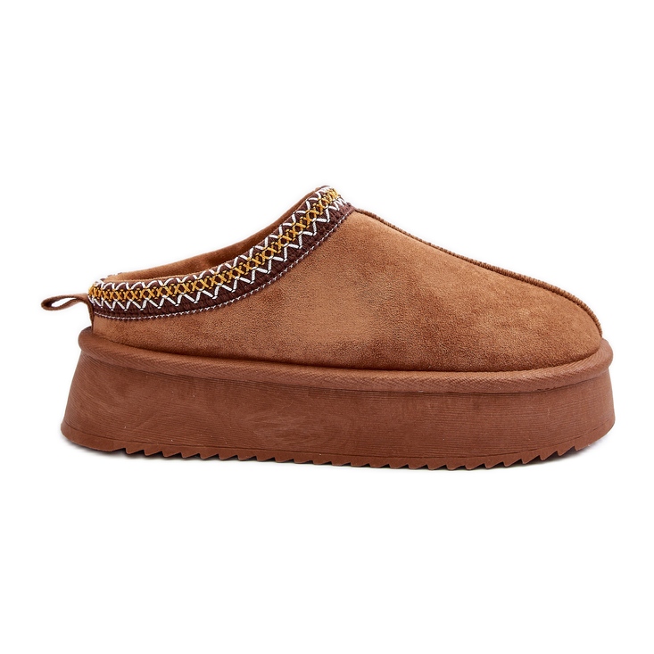 Papuče s debelim potplatom od eko antilop kože Camel Sylva smeđa