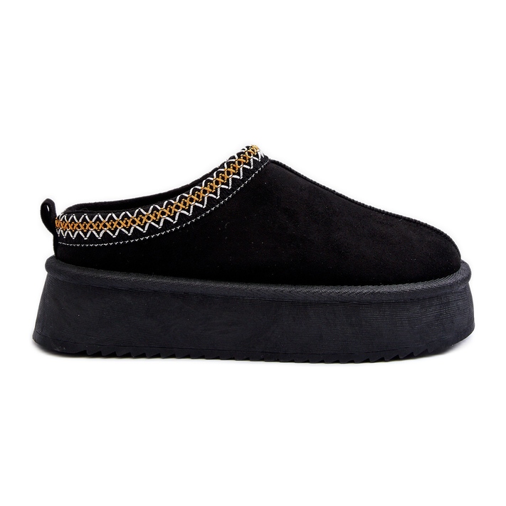 Papuče s debelim đonom od eko brušene kože, Black Sylva crno