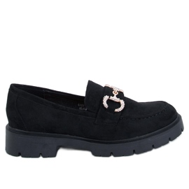 Karins Crne mokasine od brušene kože s kopčom crna