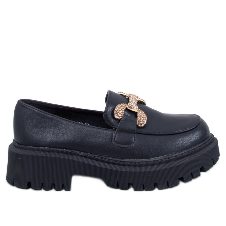 Buess crne mokasine s platformom punog zrna crno
