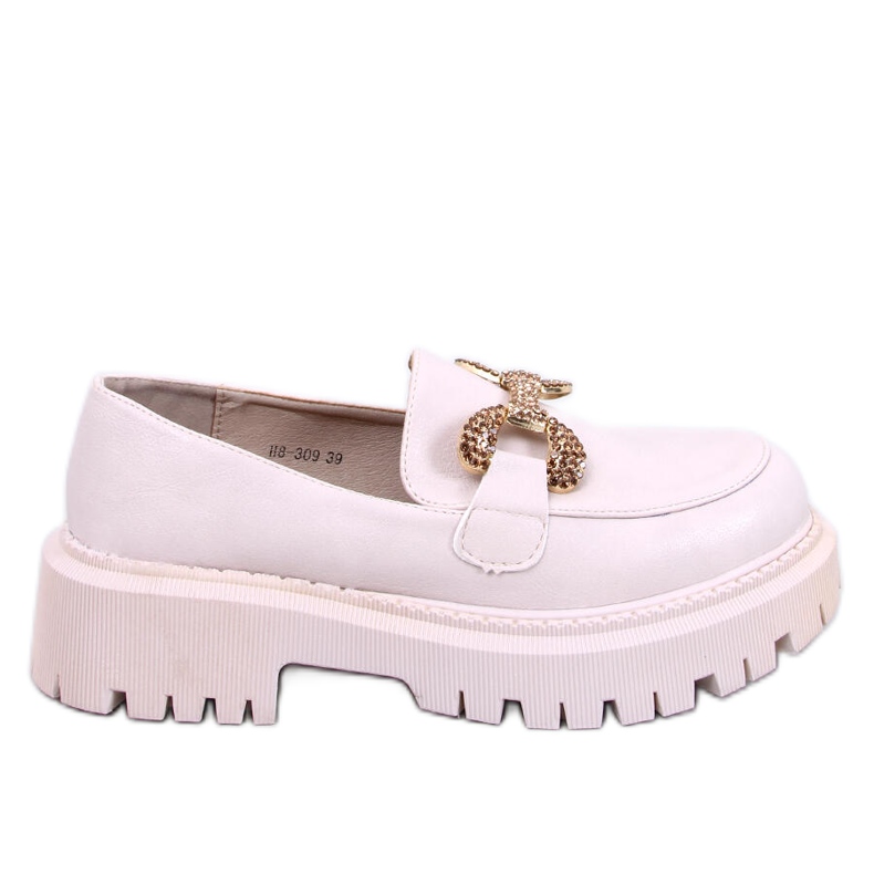 Pune zrnate mokasine s platformom Buess Beige bež