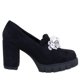 Mokasine Nadine Crne gležnjače na visoku petu crna