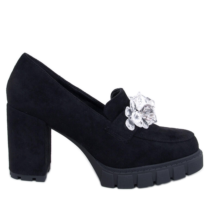 Mokasine Nadine Crne gležnjače na visoku petu crno