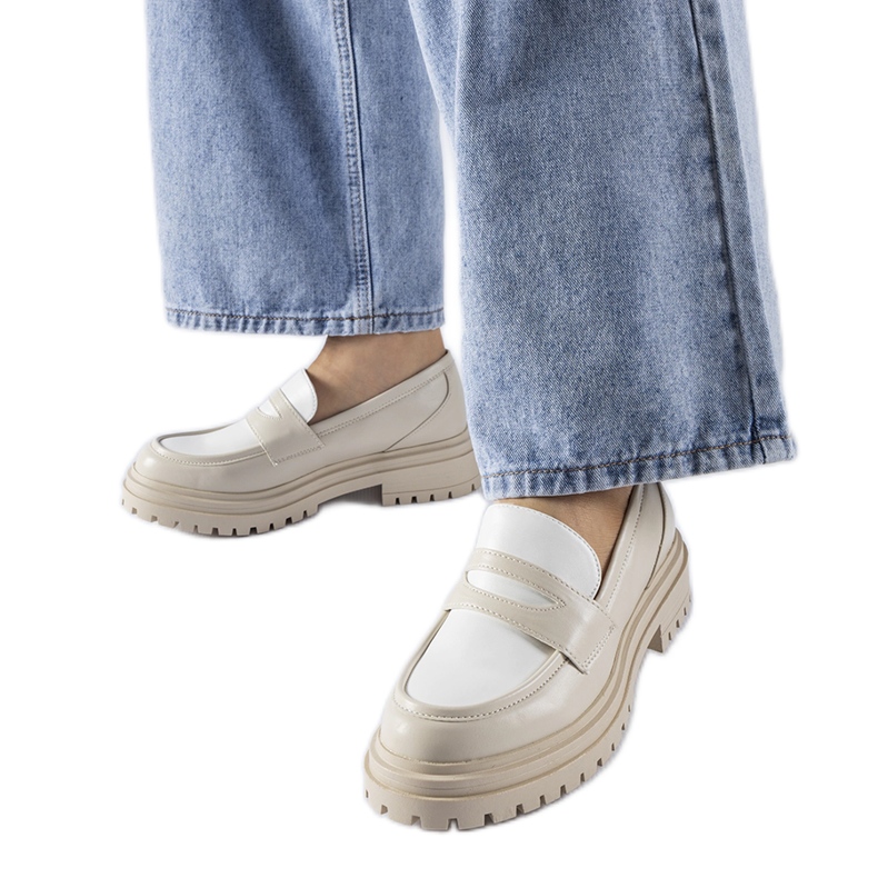 Masivne bijele Miniato mokasine bež