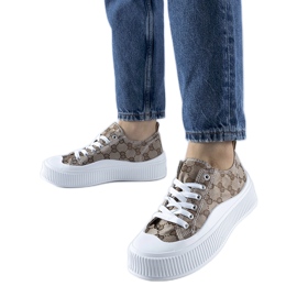 Smeđe tenisice ukrašene monogramom Cavi bež