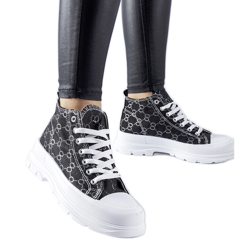 Crne tenisice ukrašene monogramom Terenzio crno