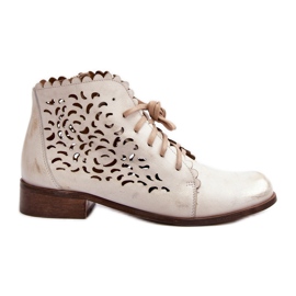 Zazoo 2871 Ženske ažurne gležnjače na vezanje, zlatne, brušene zlatni