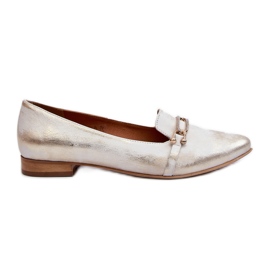 Zazoo 2885 Kožne balerinke sa zlatnim i bijelim ukrasom