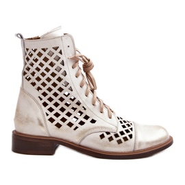 Zazoo 2695 Ažur kožne gležnjače, brušeno zlato zlatni